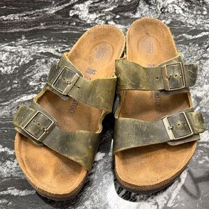Birkenstock Green Double Buckle Sandals